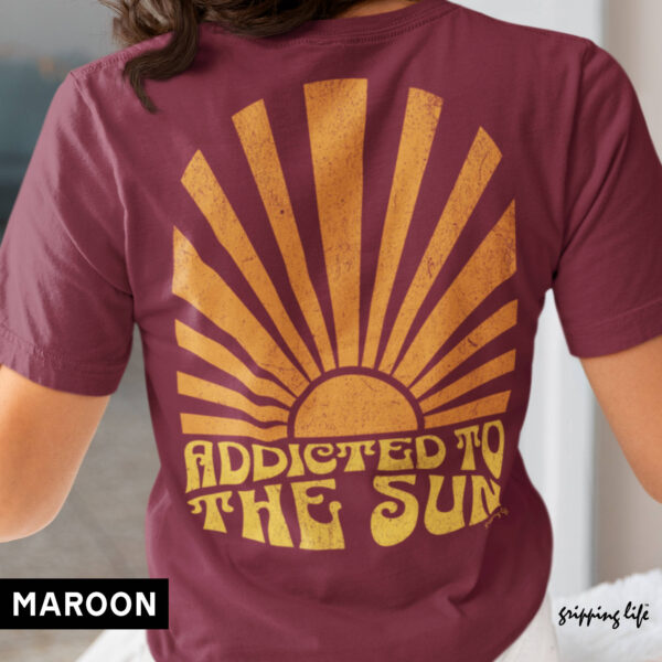 Addicted To The Sun by Gripping Life T-Shirt MAROON - Summervibe Shirt