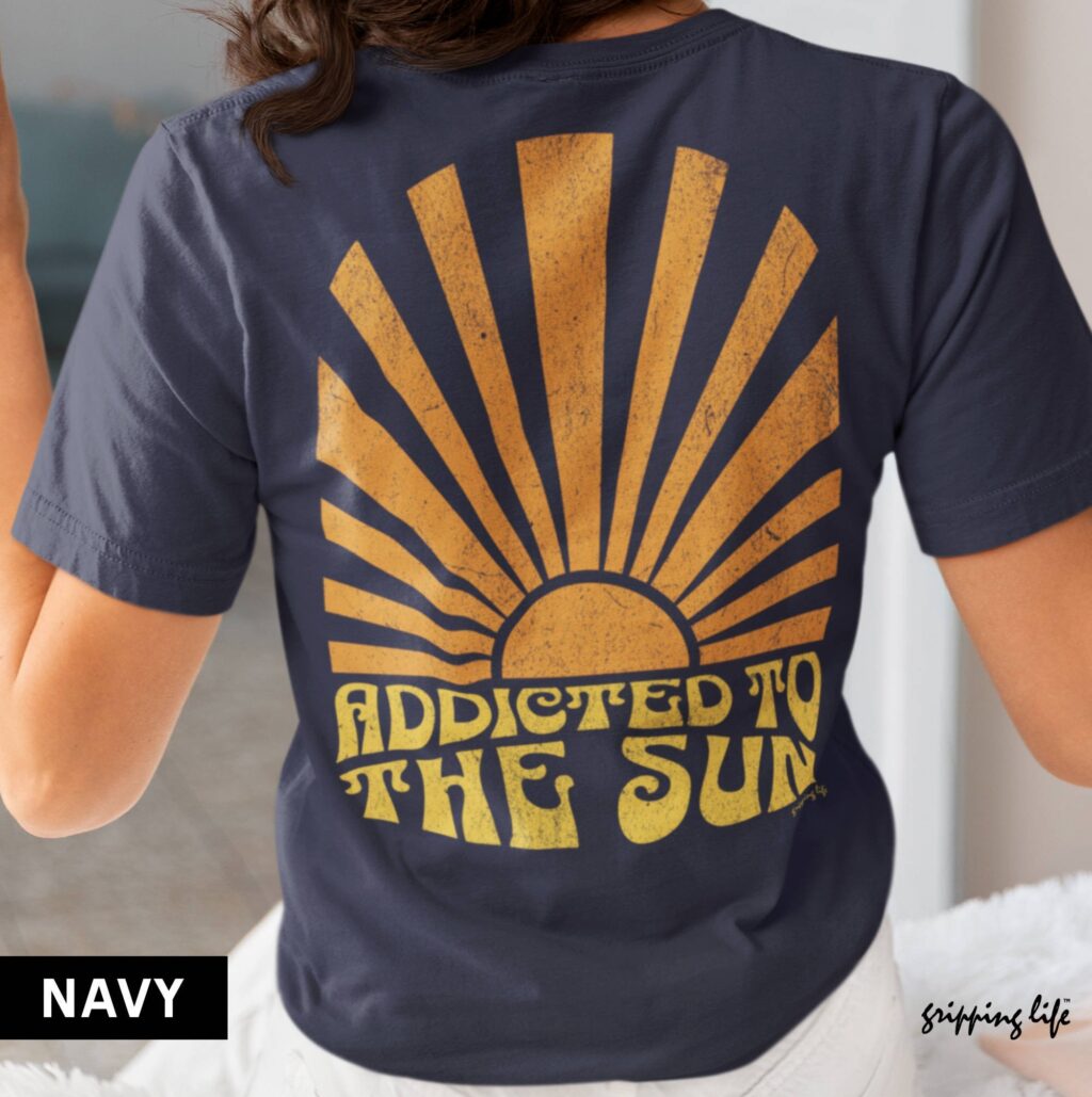 Addicted To The Sun By Gripping Life T-Shirt Navy - Summervibe Shirt