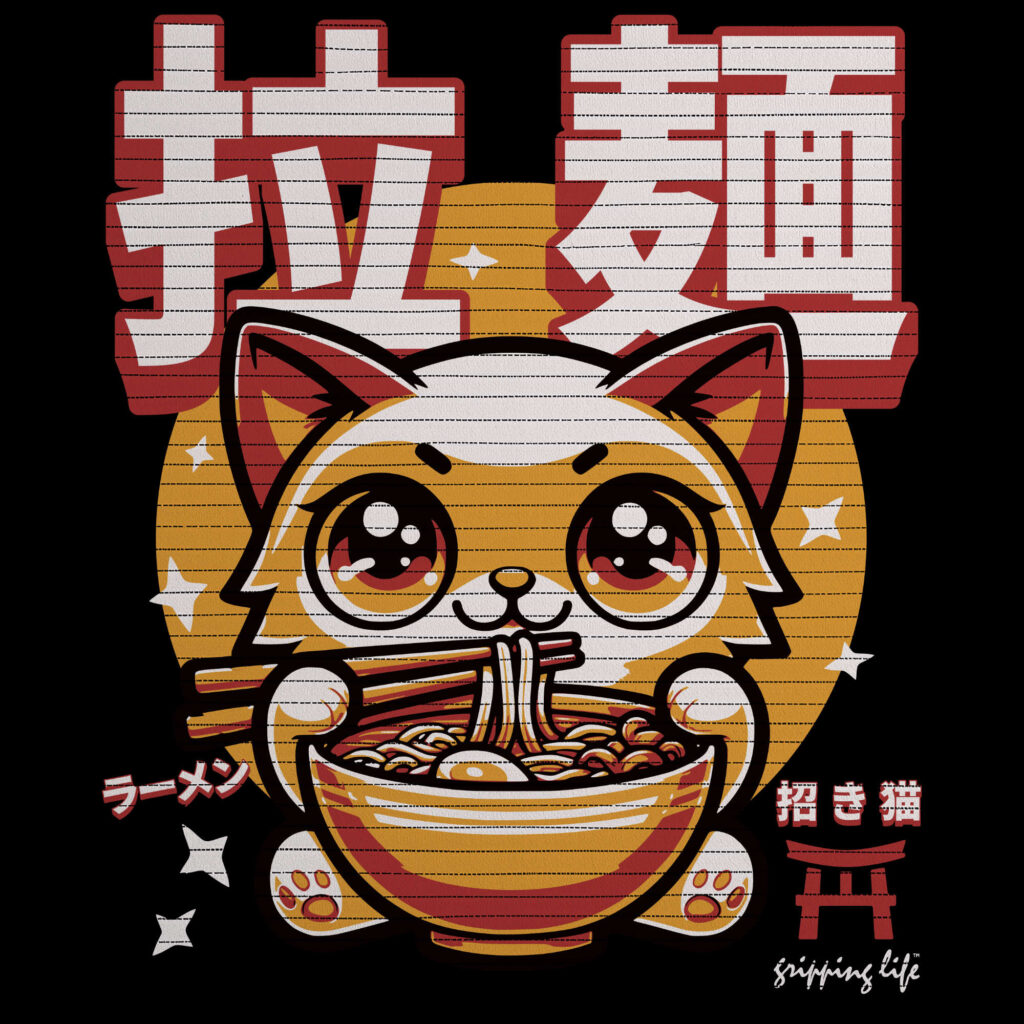 Cute Kawaii Cat Eating Ramen Eco Tote Bag By-Gripping Life