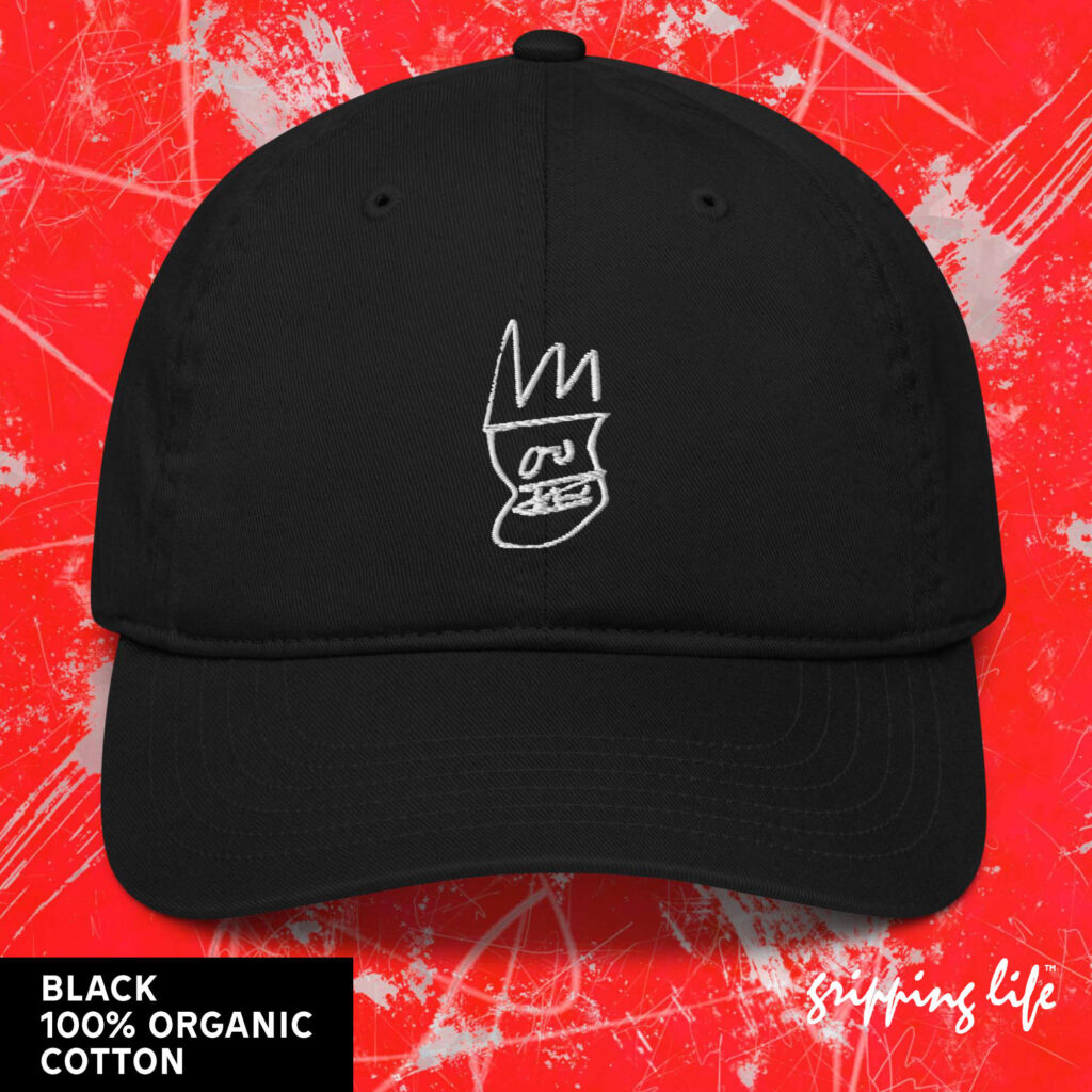 Basquiat Inspired Skull And Crown Embroidered Organic Baseball Cap / Dad Hat By Gripping Life - Black