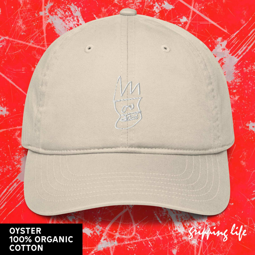 Skull And Crown Embroidered Organic Baseball Cap / Dad Hat By Gripping Life - Oyster