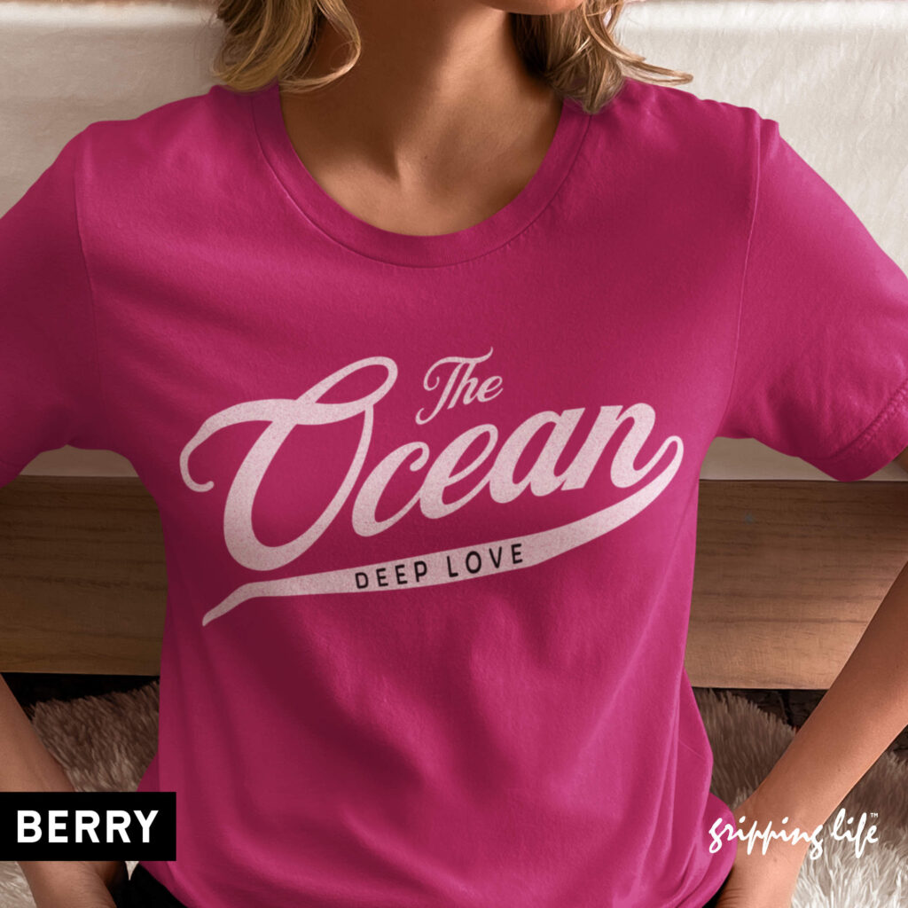 Save The Ocean By Gripping Life T-Shirt - Berry