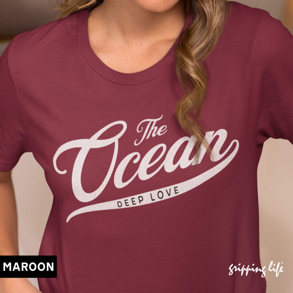 Save The Ocean By Gripping Life T-Shirt - Maroon