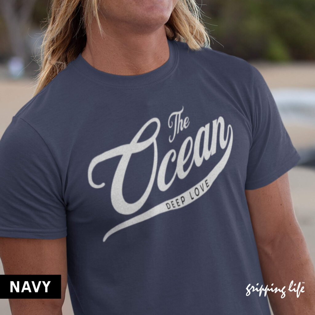 Save The Ocean By Gripping Life T-Shirt - Navy