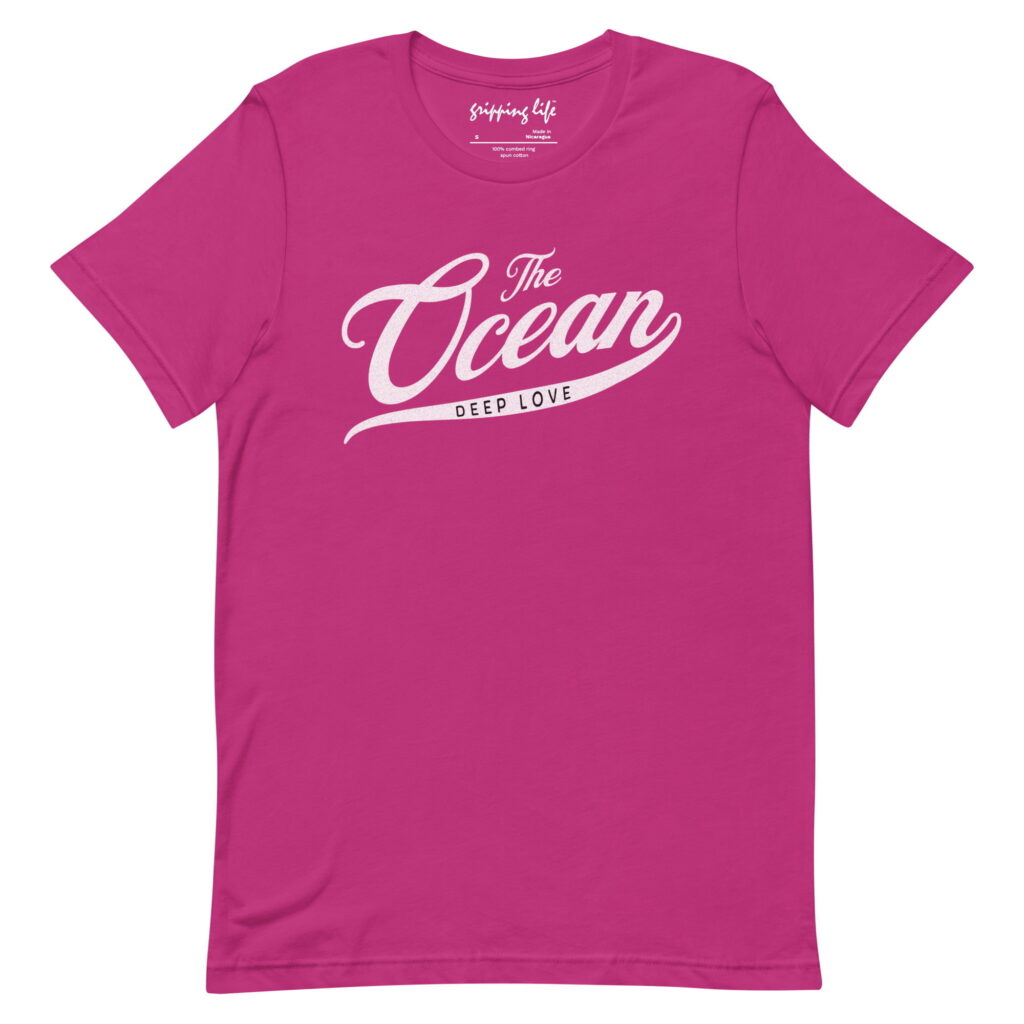 Save The Ocean By Gripping Life T-Shirt - Berry