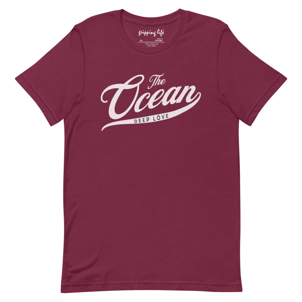 Save The Ocean By Gripping Life T-Shirt - Maroon