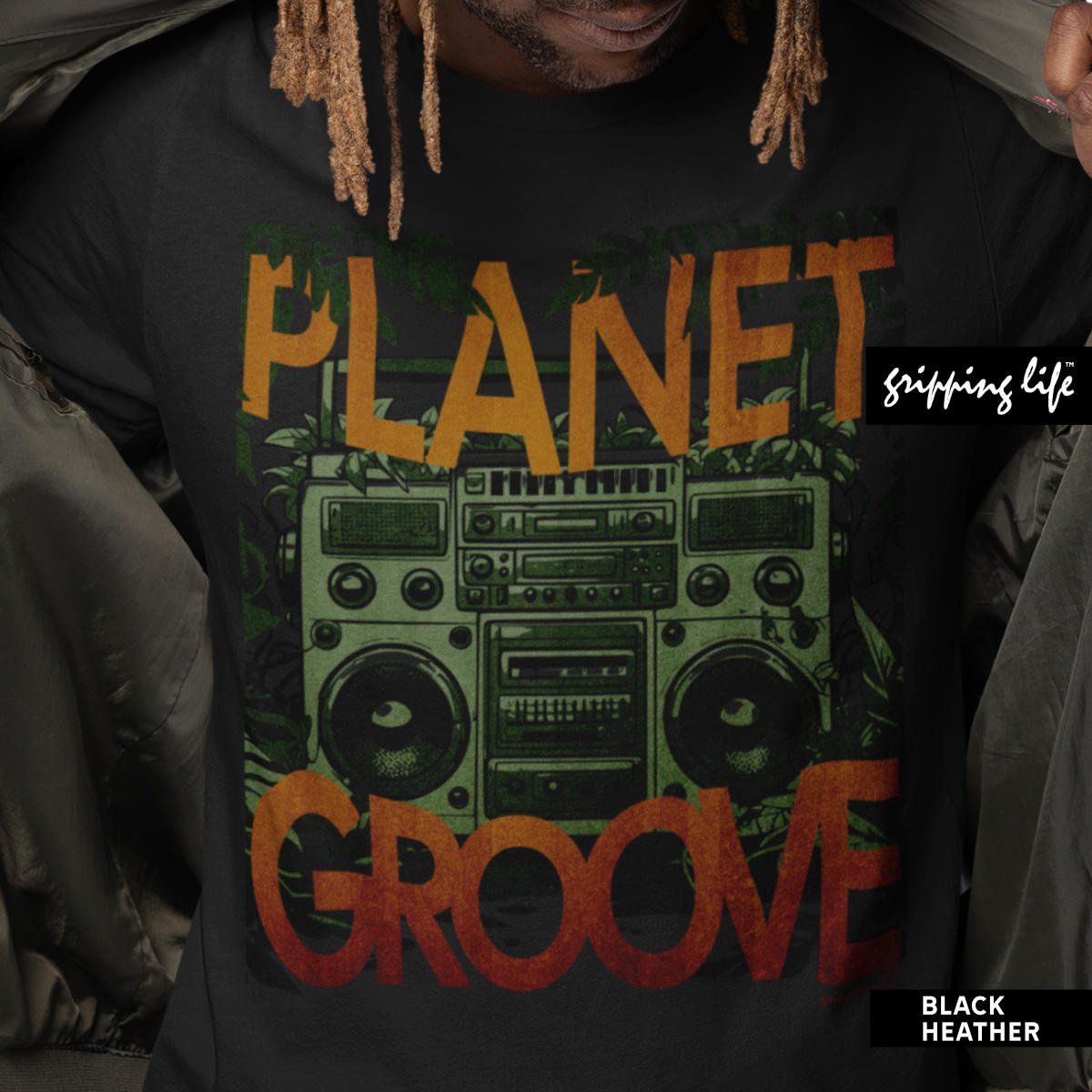 Eco Warrior T-Shirt - Planet Groove By Gripping Life - Black Heather