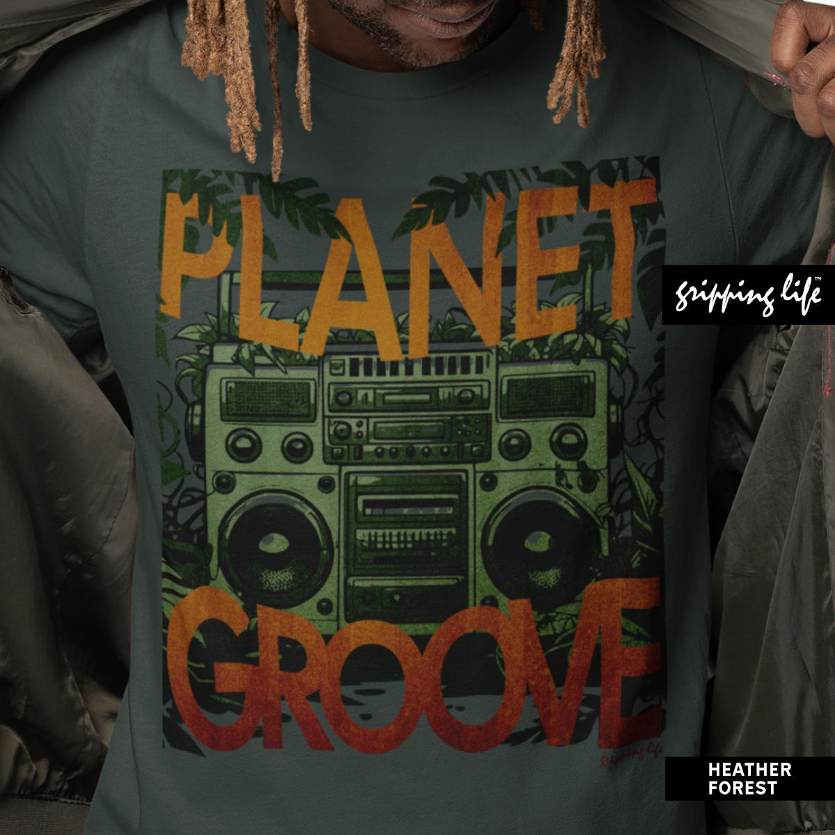 Eco Warrior T-Shirt - Planet Groove By Gripping Life - Heather Forest