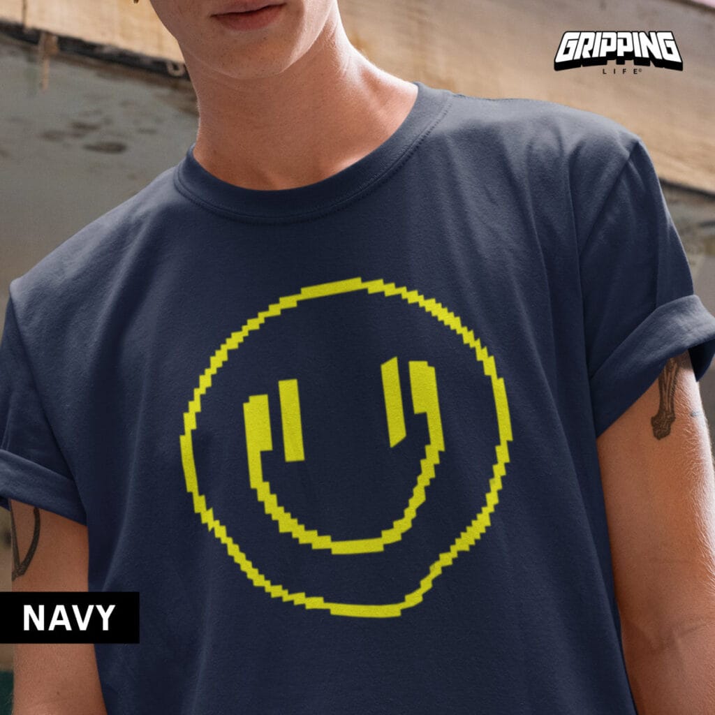 Happy Face Smiley T-Shirt By Gripping Life - Navy