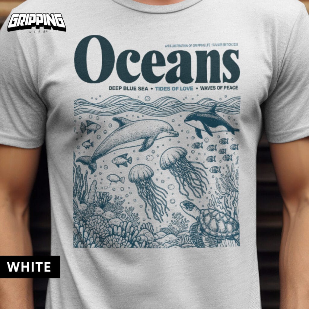 Animals Of The Sea T-Shirt Design White By-Gripping Life