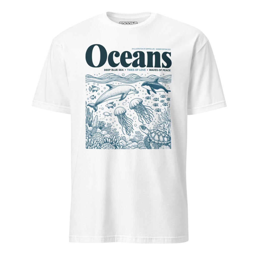 Animals Of The Sea T-Shirt Design White By-Gripping Life