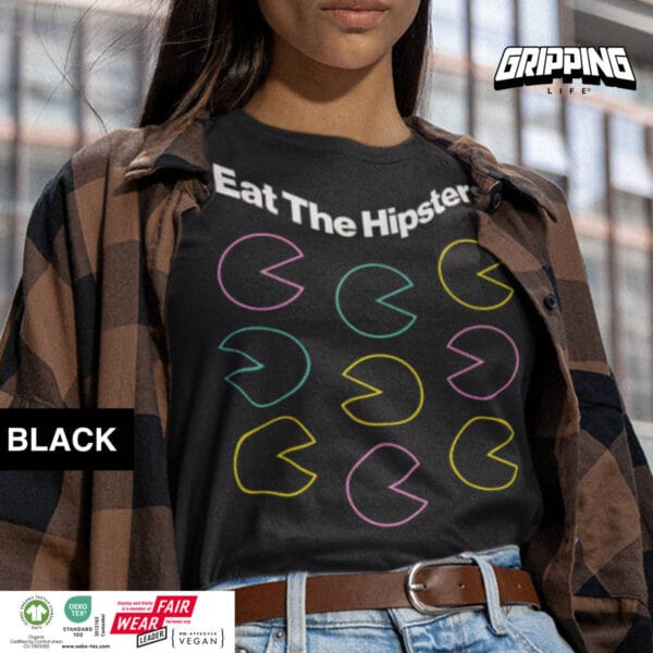 Anti Hipsterism Pac-Man Women's Organic T-Shirt by Gripping Life and Stanley/Stella - Black