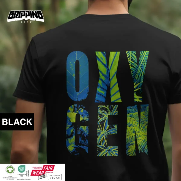 Oxygen | Sustainable Fashion | Organic T-Shirt [Unisex] by Gripping Life and Stanley/Stella - Black