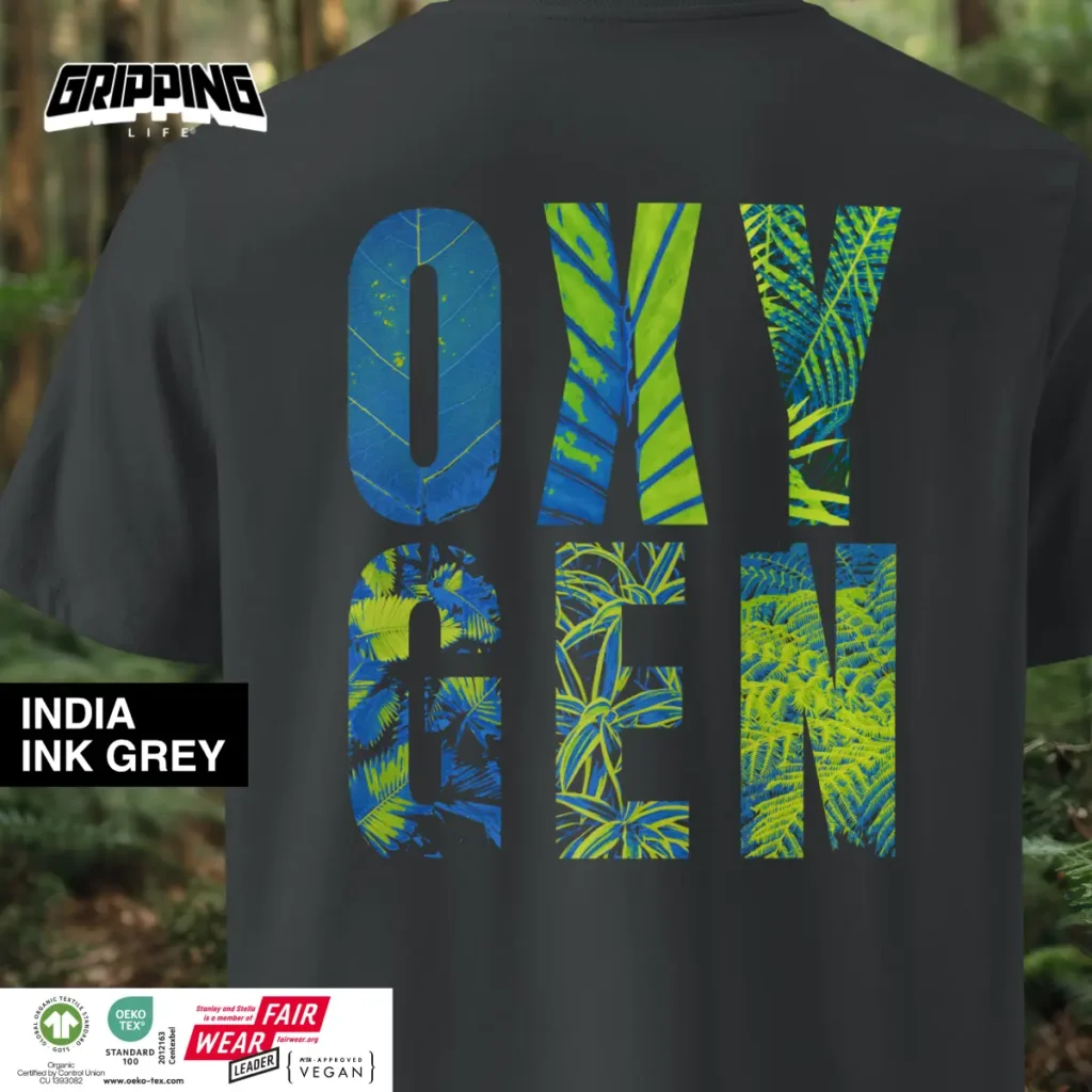 Oxygen | Sustainable Fashion | Organic T-Shirt [Unisex] By Gripping Life And Stanley/Stella - India Ink Grey