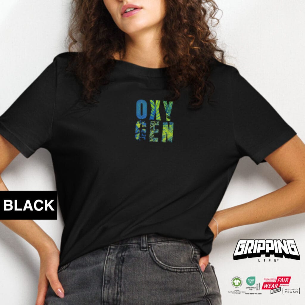 Oxygen O2 Women'S Organic T-Shirt By Gripping Life And Stanley/Stella - Black
