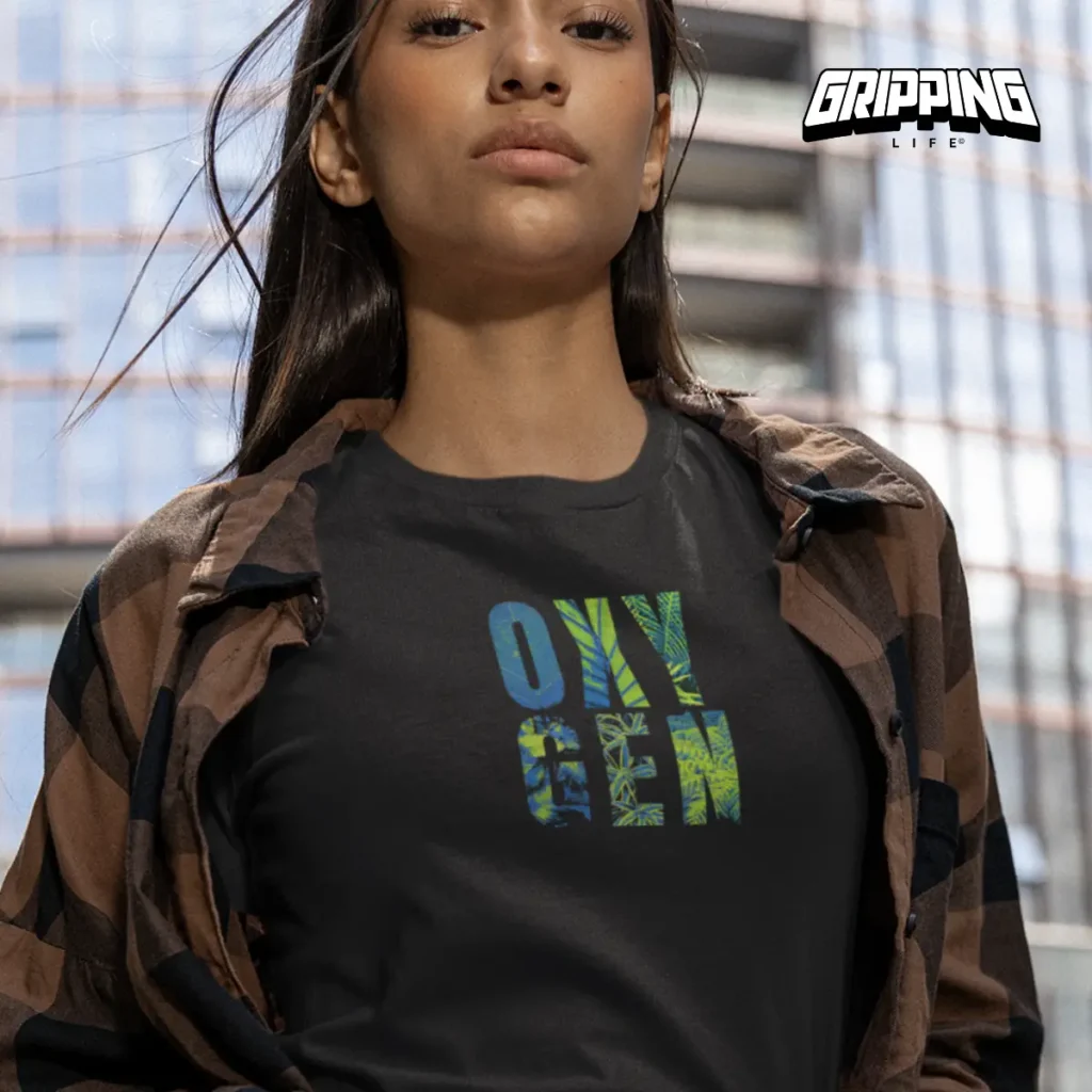 Oxygen O2 Women'S Organic T-Shirt By Gripping Life And Stanley/Stella - Black