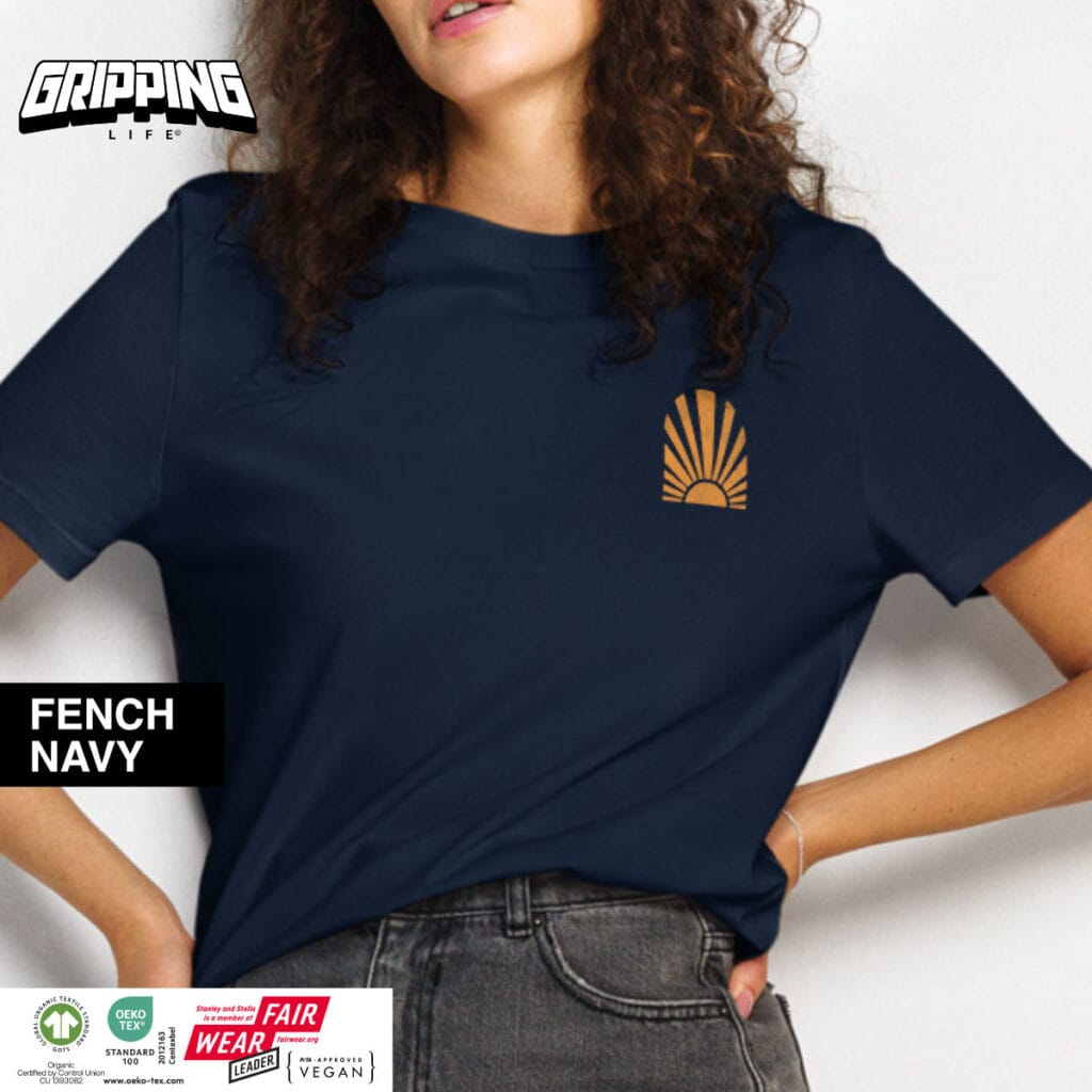 Addicted To The Sun | Summer Vibe Organic Women'S T-Shirt By Gripping Life - French Navy - Chest Print