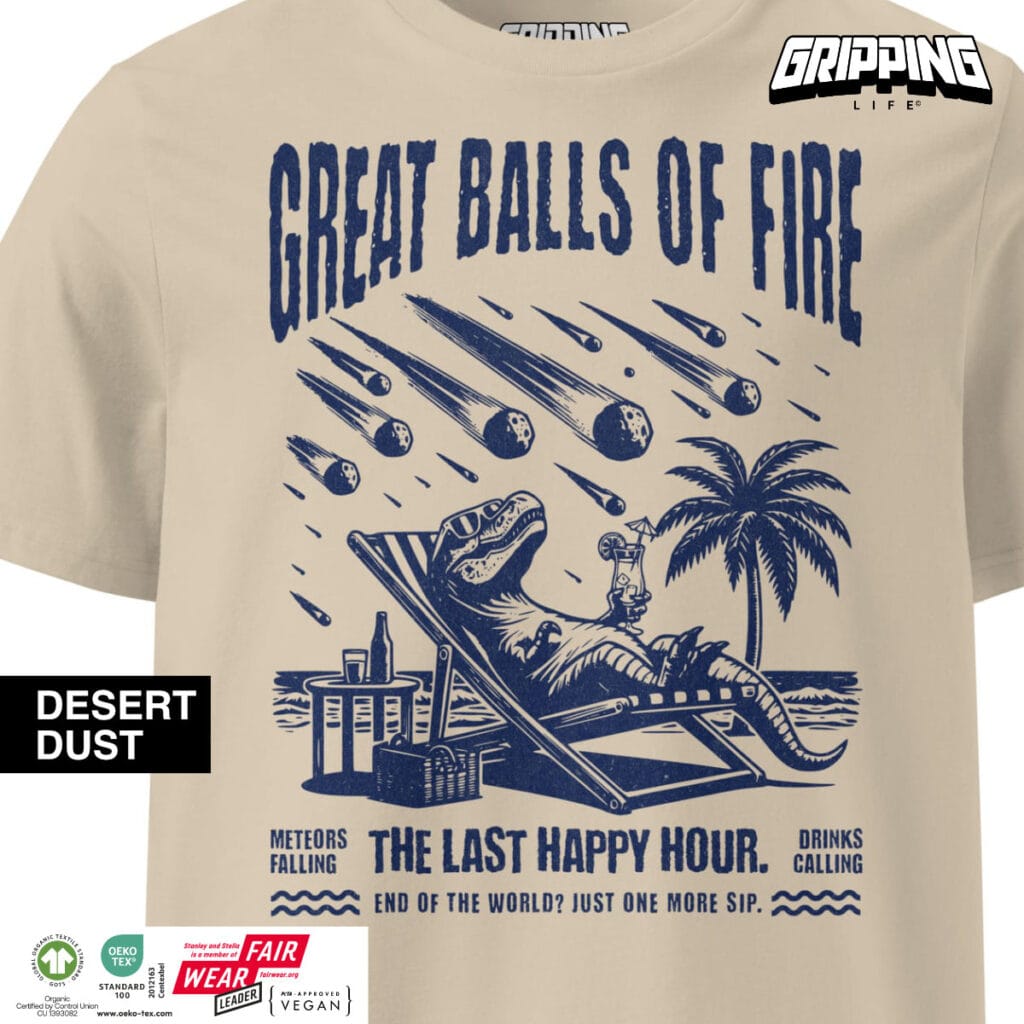 Retro Dinosaur T-Shirt | Beach Vibes By Gripping Life | Organic Streetwear | Desert Dust