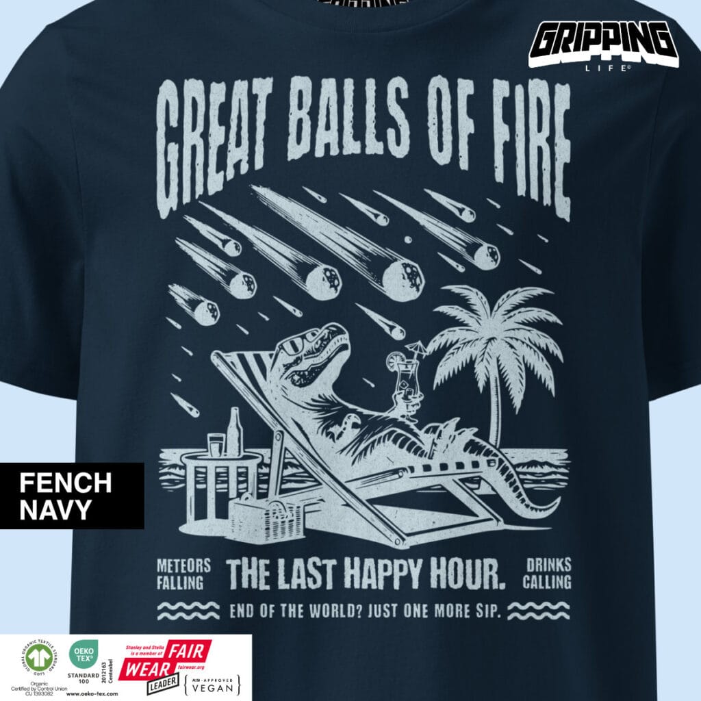 Retro Dinosaur T-Shirt | Beach Vibes By Gripping Life | Organic Streetwear | French Navy
