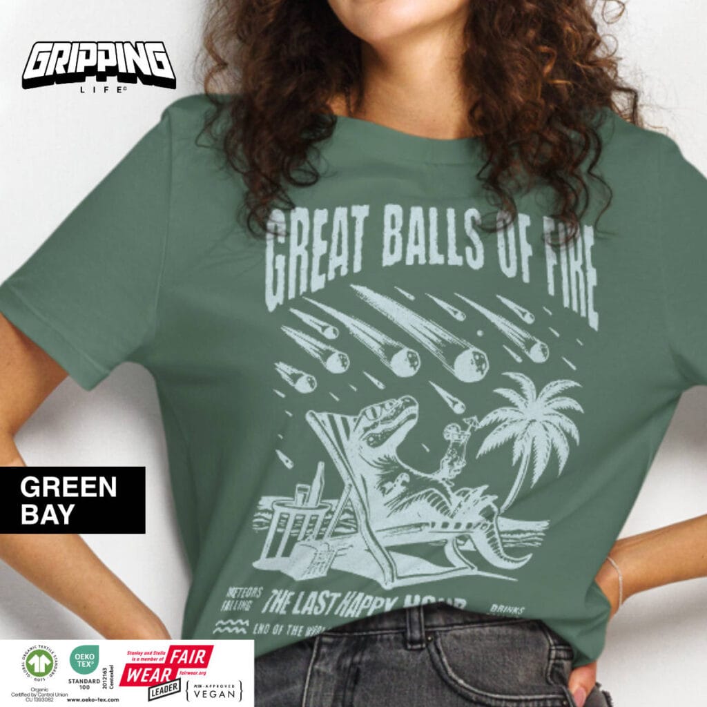 Retro Dinosaur T-Shirt | Beach Vibes By Gripping Life | Organic Streetwear | Green Bay